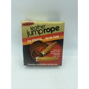 Vintage Healthways K-Mart Wooden Handle Leather Jump Rope